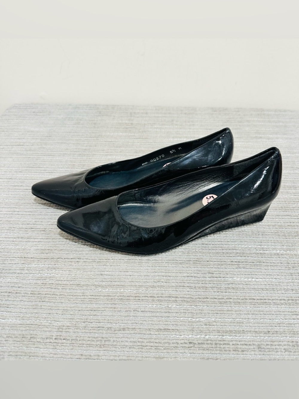 Stuart‎ Weitzman Women’s Black Patent Leather Wedges Size 5,5 - Picture 3 of 11